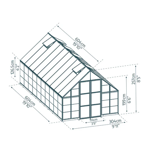10×20 Balance Greenhouse Dimensions Diagram