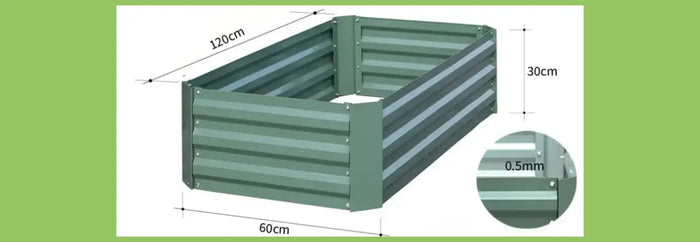 120 X 60 cm Rectangle Galvanised Garden Bed