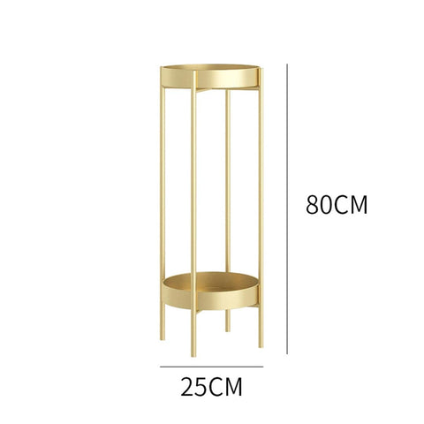2 Layer 80cm Gold Metal Plant Stand