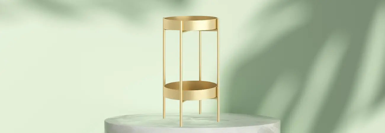 2 Layer 50cm Gold Metal Plant Stand