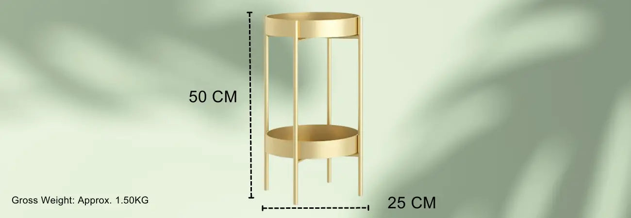 2 Layer 50cm Gold Metal Plant Stand