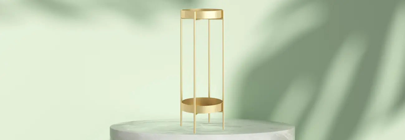 2 Layer 80cm Gold Metal Plant Stand