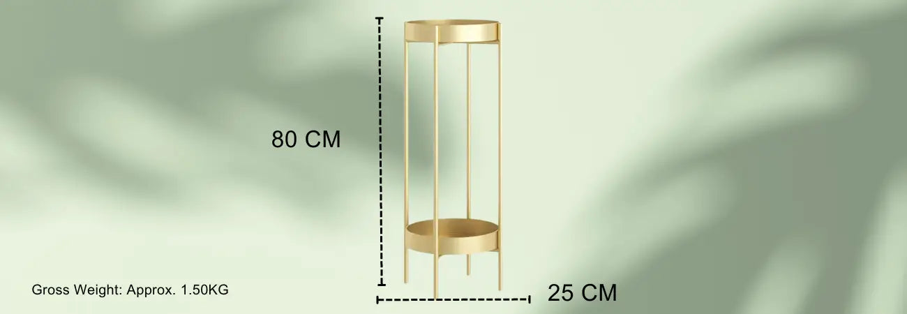 2 Layer 80cm Gold Metal Plant Stand