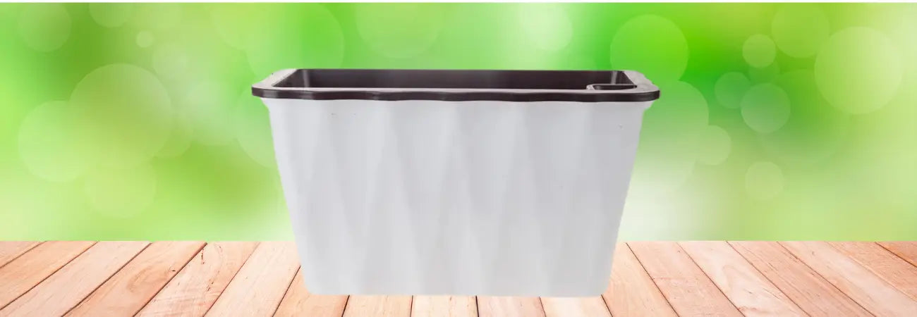 35cm White Rectangular Outdoor Planter