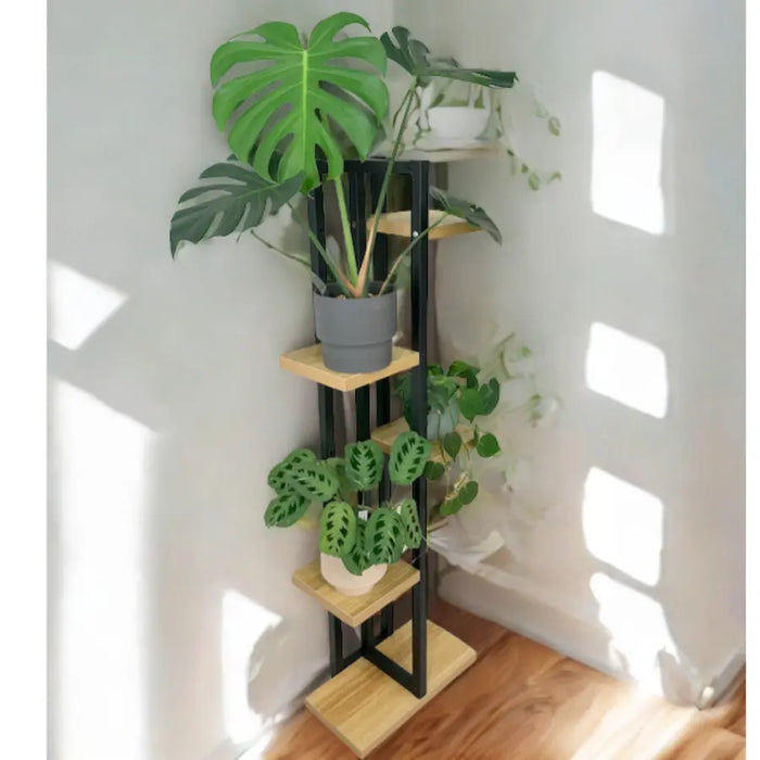 Multi-Tier Plant Stand with Oak Shelves