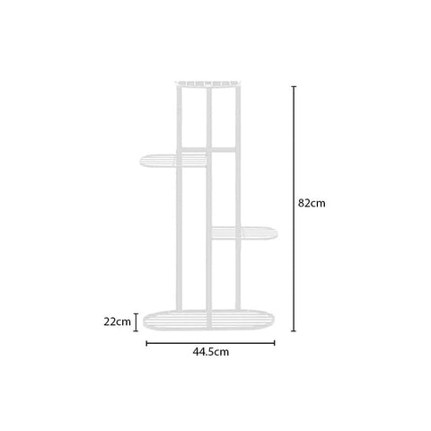 4 Tier White Metal Plant Stand for 5 Planters