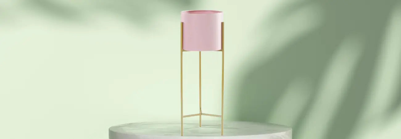 42cm Pink & Gold Metal Plant Stand