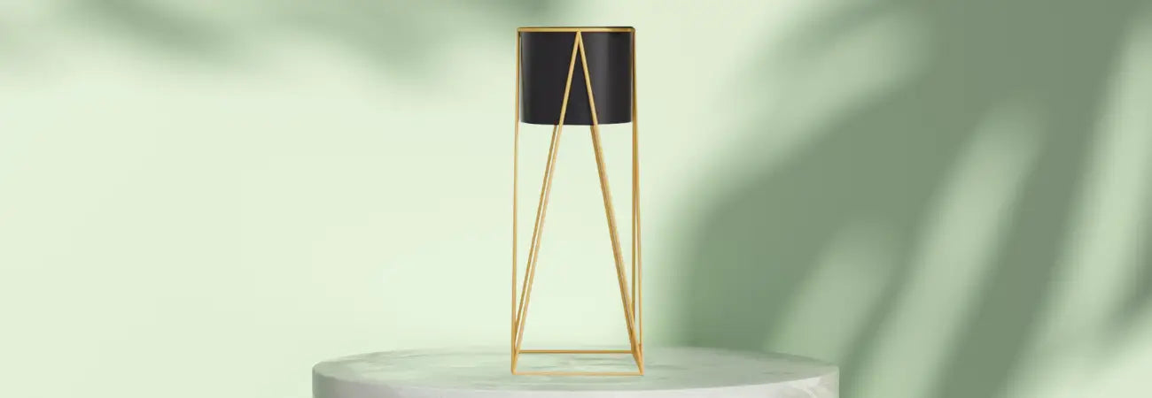 50cm Gold & Black Metal Plant Stand