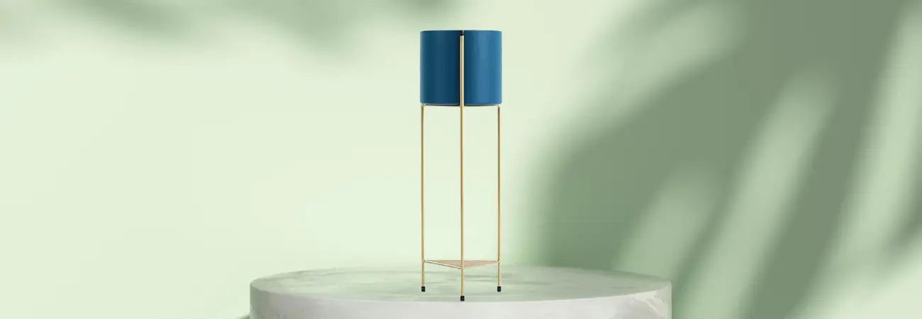 65cm Gold & Blue Metal Plant Stand