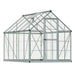 6x10 hybrid greenhouse with aluminium frame and polycarbonate panels, showing full exterior structure