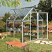 6x4 polycarbonate greenhouse showing hinged door and aluminium frame