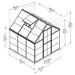 6x6 Harmony greenhouse dimensions diagram showing measurements and roof vent