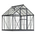 6x8 hybrid greenhouse with aluminium frame, twin-wall roof panels and clear polycarbonate walls