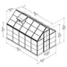 6x8 hybrid greenhouse technical drawing showing dimensions and roof vent placement