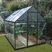 6x8 hybrid greenhouse installed outdoors showing clear wall panels and twin-wall roof pane