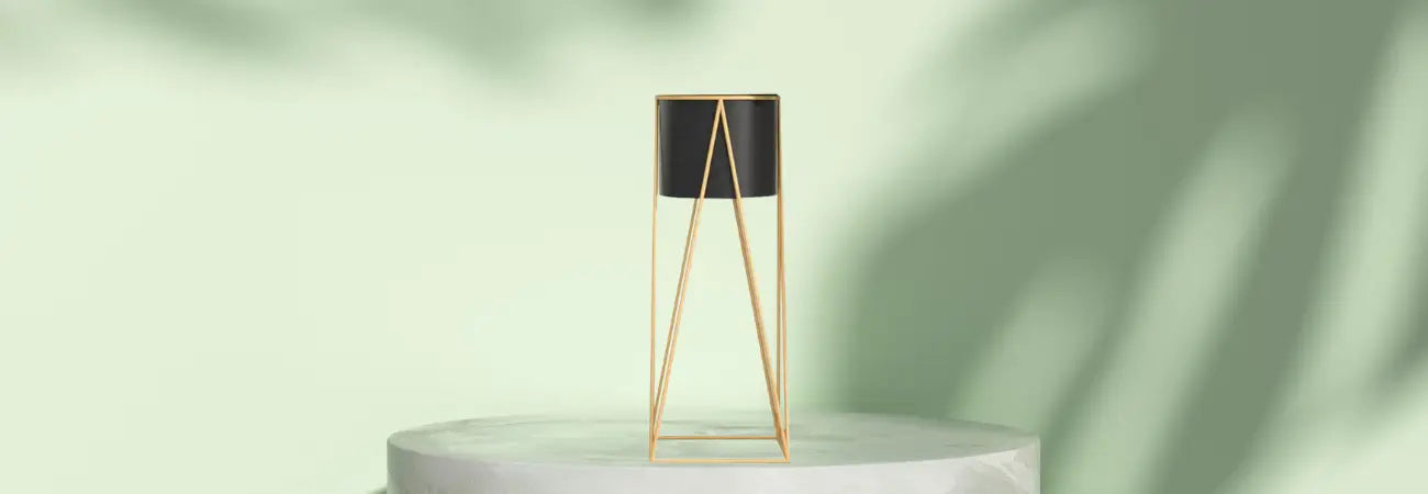 70cm Gold & Black Metal Plant Stand