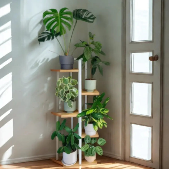 Multi-Tier Plant Stand with Oak Shelves