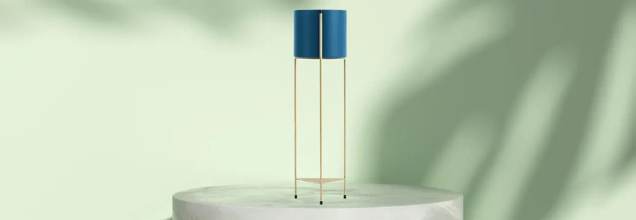 81cm Gold & Blue Metal Plant Stand