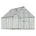 8 x 12 Balance greenhouse with aluminium frame, twin-wall roof panels, and clear polycarbonate walls