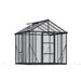 8x8 Glory walk-in greenhouse with grey powder-coated aluminium frame and polycarbonate panels