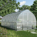 Bell-shaped Bella greenhouse with curved polycarbonate roof and double doors