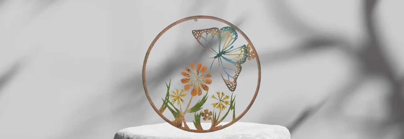 Colour-Rust Butterfly Lasercut Wallart 70x0.6cm