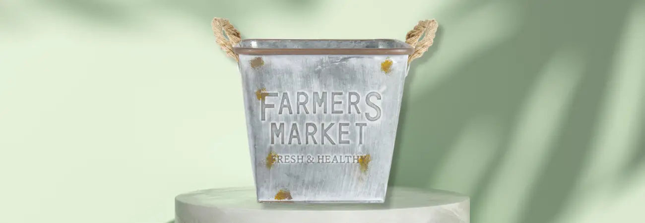 Farmers Market Galvanised Square Planter