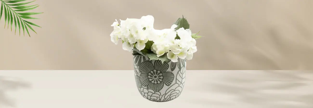 Green Garden Embossed Potplanter w/Hole & Plug 23x21cm