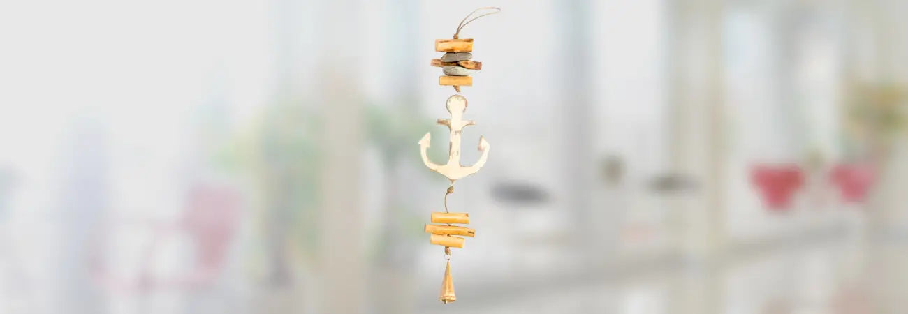 Handcrafted Hanging Distressed White Anchor Chime