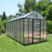 8x16 Glory greenhouse installed outdoors with grey frame and clear panels