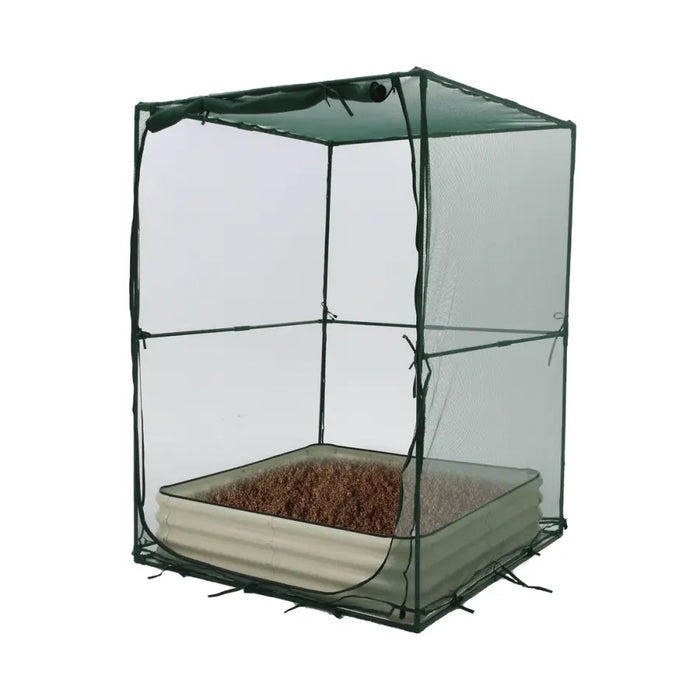 Maze Raised Bed (1.25m2 - Height 29cm) with Net Crop Cage (1.25m2 x 1.8m High)