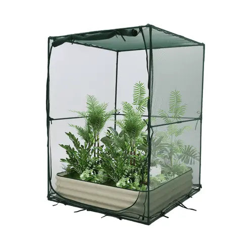 Maze Raised Bed (1.25m2 - Height 29cm) with Net Crop Cage (1.25m2 x 1.8m High)
