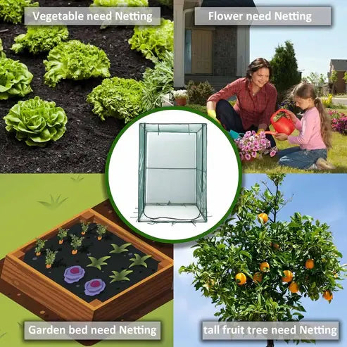 Maze Raised Bed (1.25m2 - Height 43cm) with Net Crop Cage (1.25m2 x 1.8m High)