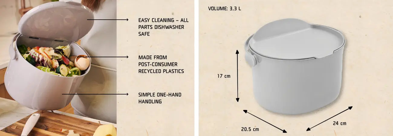 Maze Skaza 3.3l Organko Compost Caddy – Pack Of 2 – Grey