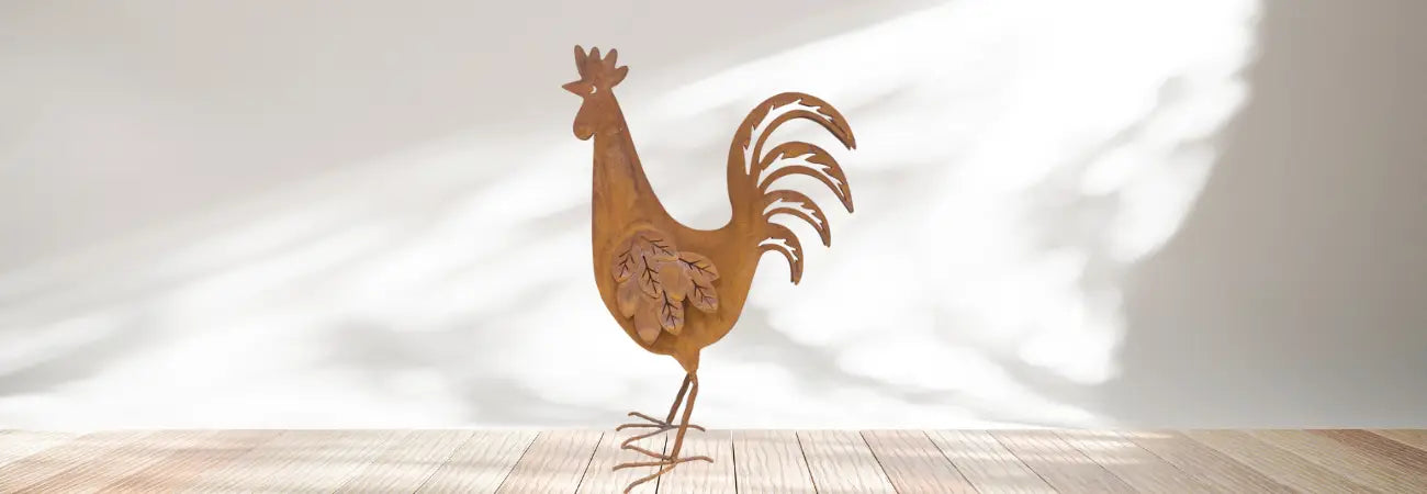 Rust Rooster 35x16.5x48cm