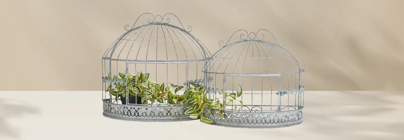 Set/2 Nested Baroque Wallhanging Plant Cages