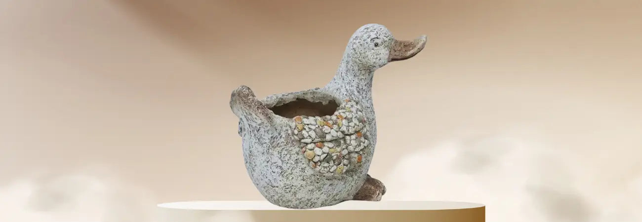 Stony Duck Planter w/Hole & Plug 31x22x29cm