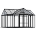 Triomphe 15 x 12.5 ft garden chalet greenhouse with black aluminium frame and clear wall panels