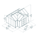 Technical drawing showing dimensions of the Triomphe 15 x 12.5 ft garden chalet greenhouse