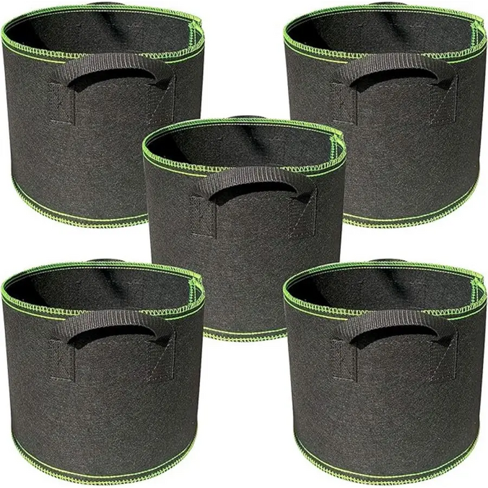 5 pieces - Plant growing bag - Grow bag - 5 Gallon - Grow pot - Plant bag - Sustainable - Reusable - Plant basket - Flowers - 25x30 CM - Black - non-woven fabric