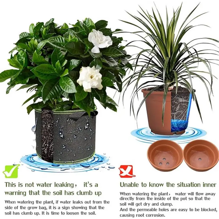 5 pieces - Plant growing bag - Grow bag - 5 Gallon - Grow pot - Plant bag - Sustainable - Reusable - Plant basket - Flowers - 25x30 CM - Black - non-woven fabric