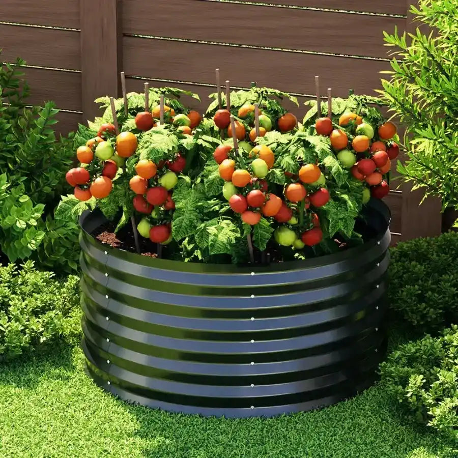 Greenfingers Garden Bed Galvanised Raised Steel Planter Box Round 90X45CM - Home & Garden > Garden Beds