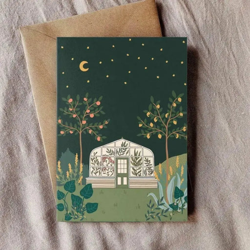 Greenhouse At Night Greeting Card