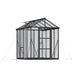 Compact walk-in Glory 6x8 greenhouse showing aluminium frame and insulated polycarbonate panels