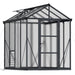 Glory 6x8 greenhouse with grey powder-coated aluminium frame and twin-wall polycarbonate panels