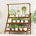 3 Tier Dark-Stained Bamboo Plant Stand with Hanging Rack - Home & Garden > Storage