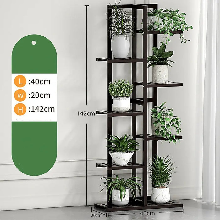 6 Tier Black Vertical Bamboo Plant Stand - Furniture > Office