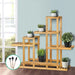 Wide Bamboo Wooden Plant Stand