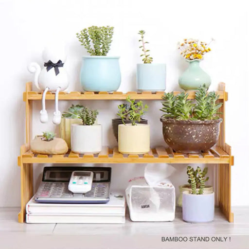 2 Tier Bamboo Plant Stand Shelves Flower Pot Rack Garden Indoor Outdoor Patio - Home & Garden > Garden Furniture