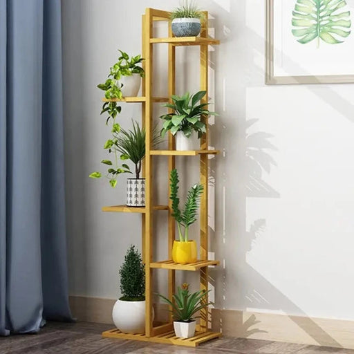 6 Tiers Bamboo Flower Shelf Rack Plant Stand Pots Display Corner Shelving - Home & Garden > Garden Furniture